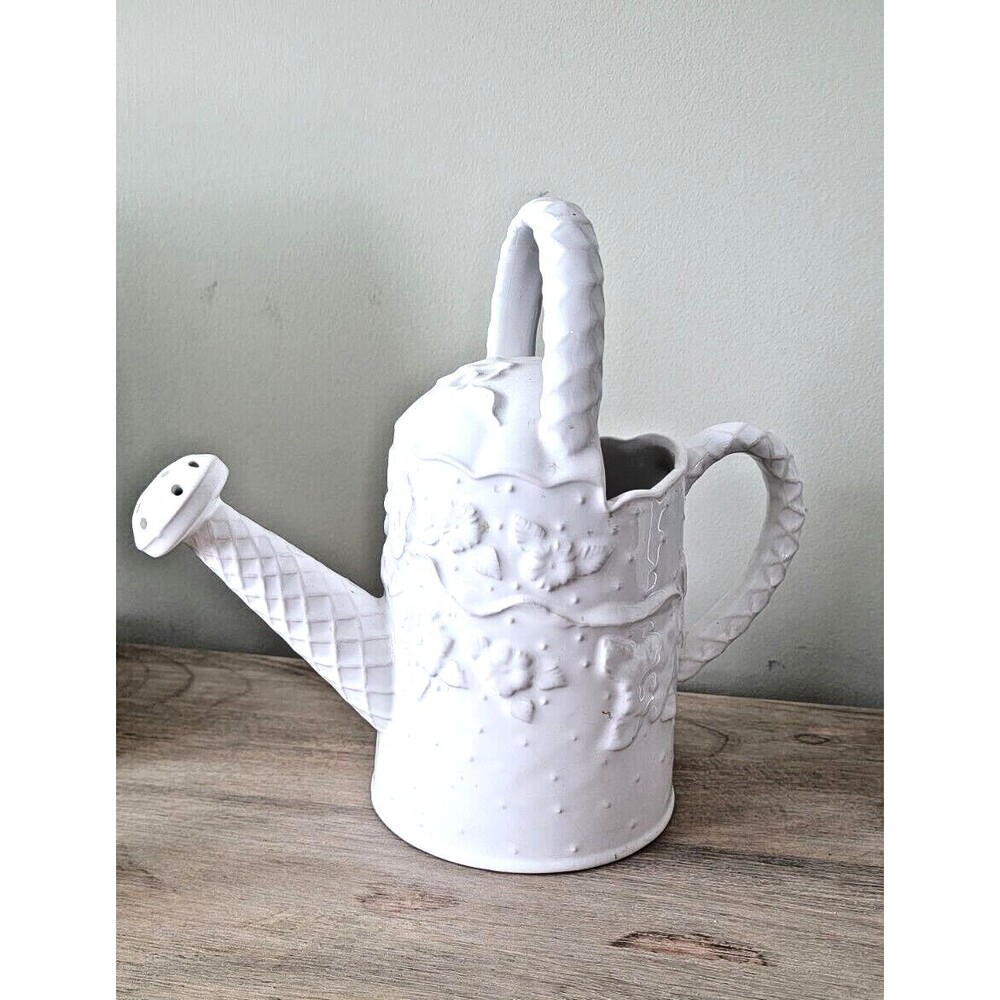 Lynn Holly Porta 9.25" Ceramic White Watering Can/Vase Portugal